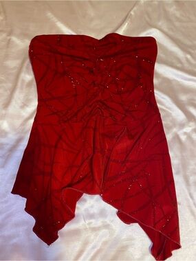 Strapless Red Glitter Fairy Hem Top
